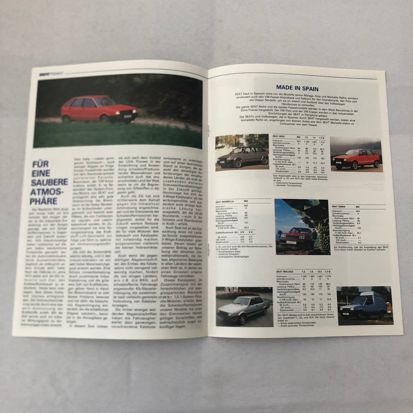 1987 SEAT Malaga Injection Car Press Kit Photos Brochure GERMAN Text
