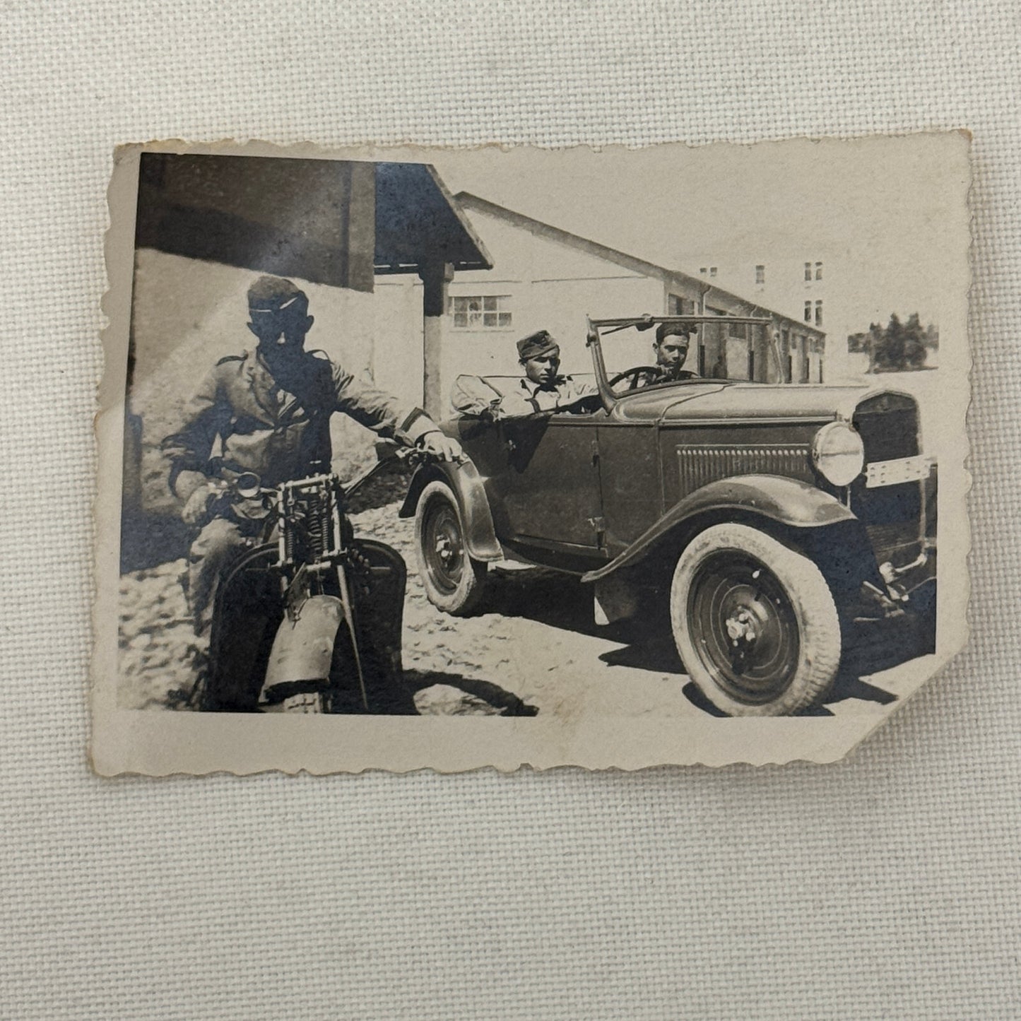 Vintage Photo Photograph Print Early Car Automobile Motorcycle People