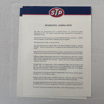 1992 STP Racing Press Kit Brochure Photos Bryan Herta Richard Petty Vintage