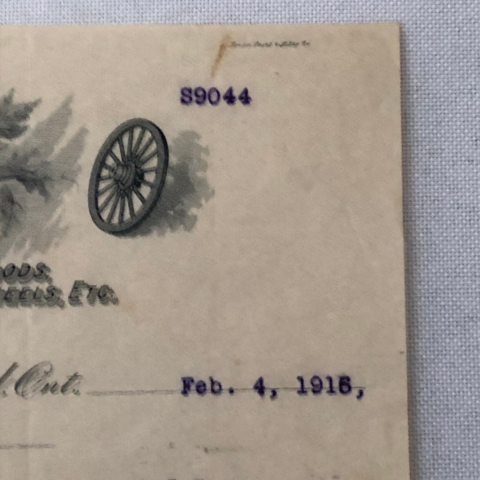 Antique Wheel Company J Finlay and Sons Billhead Letterhead Document 1915