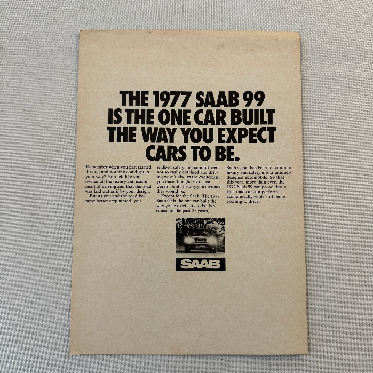 1977 Saab EMS Poster Sales Brochure Catalog Saab 99 GLE 99