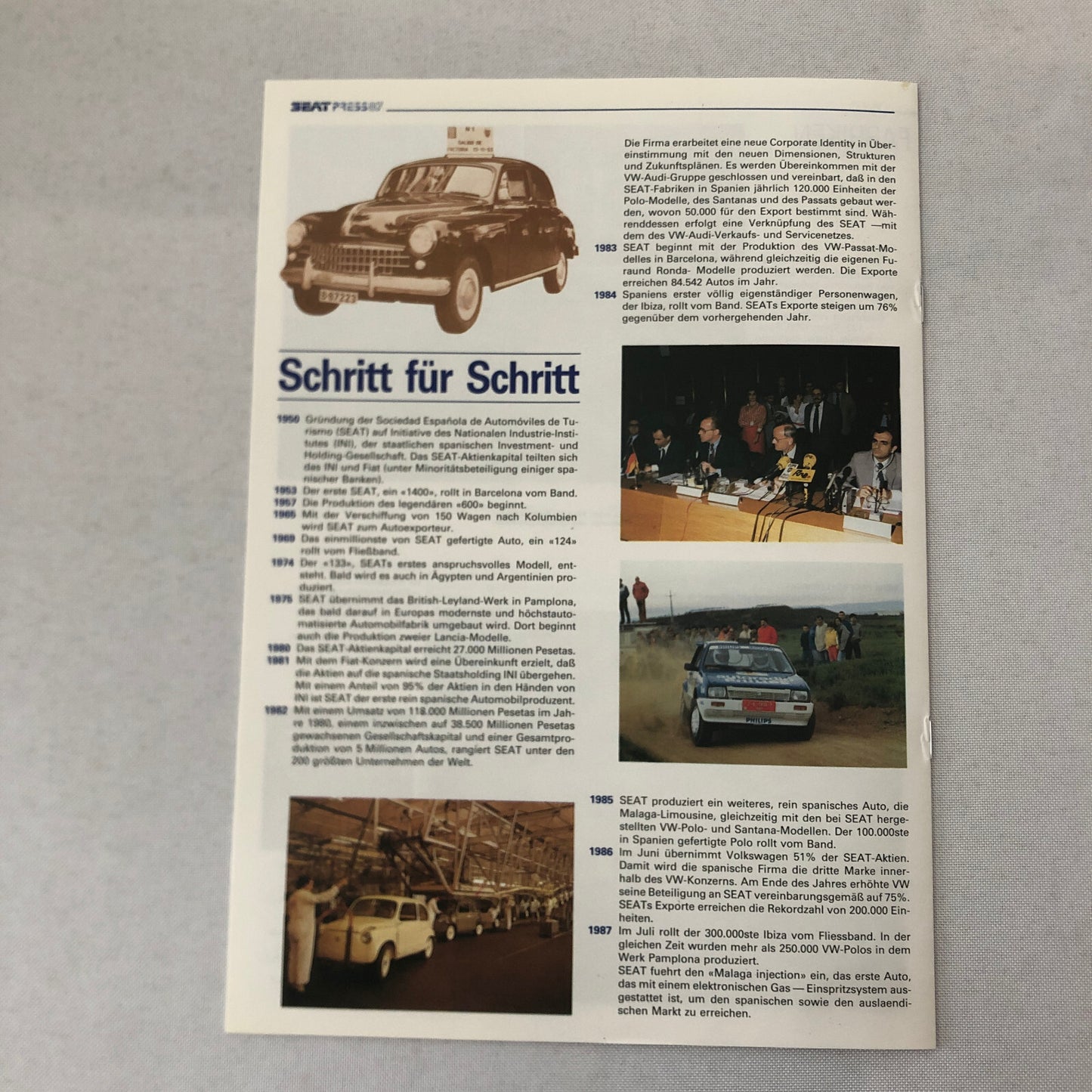 1987 SEAT Malaga Injection Car Press Kit Photos Brochure GERMAN Text