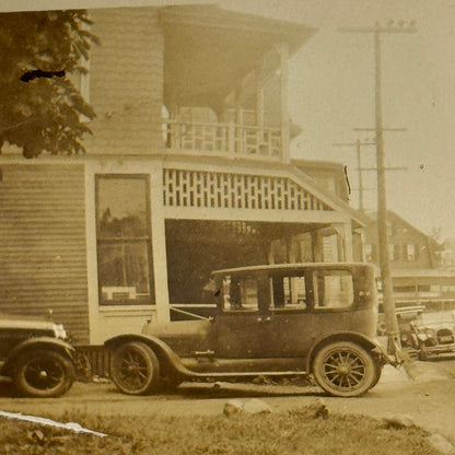 Vintage Car Photo Street Scene Automobile Building Snapshot Image