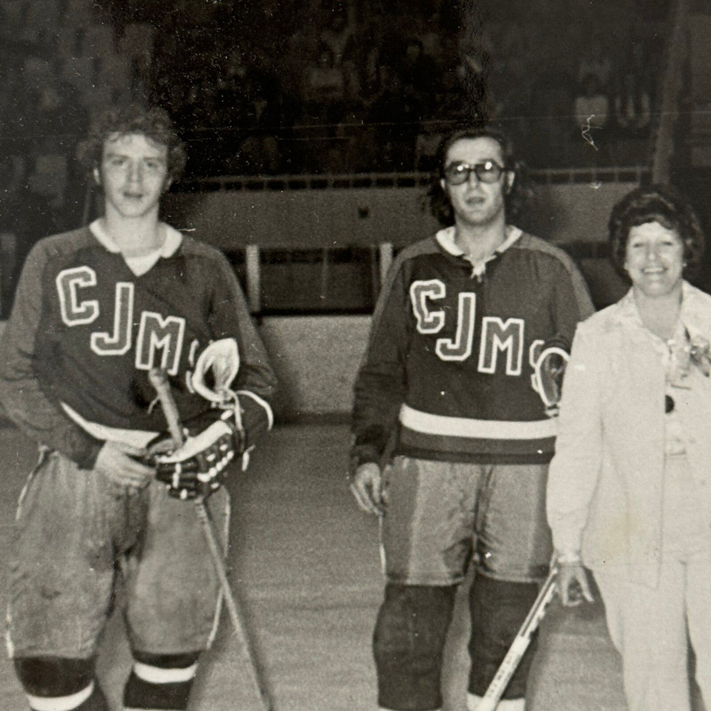 Vintage Hockey Game Photo Photograph Quebec Amateur Players CJMS
