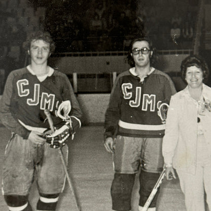 Vintage Hockey Game Photo Photograph Quebec Amateur Players CJMS