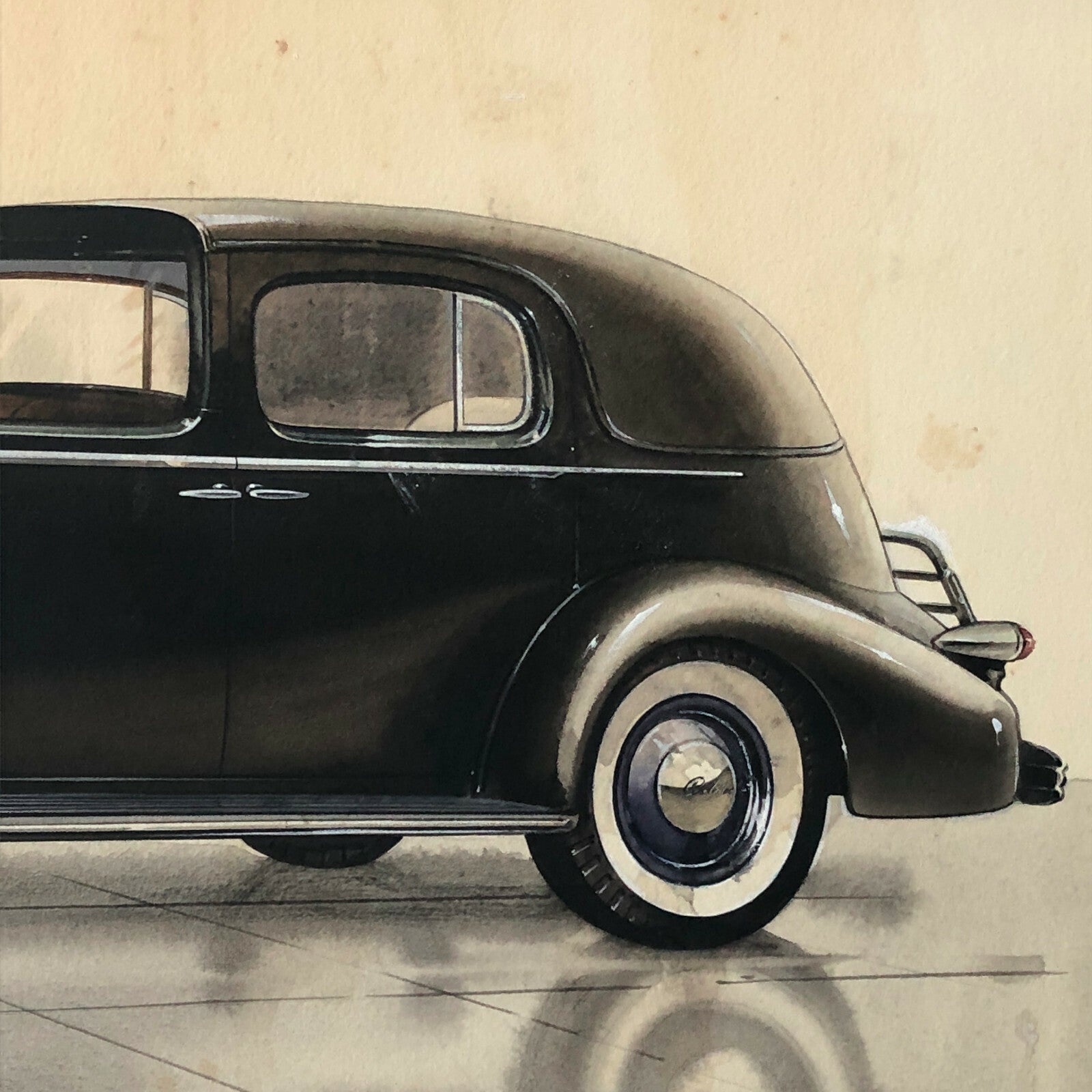 1937 Cadillac Advertising Artwork Art Illustration - Authentic Hand Drawing 