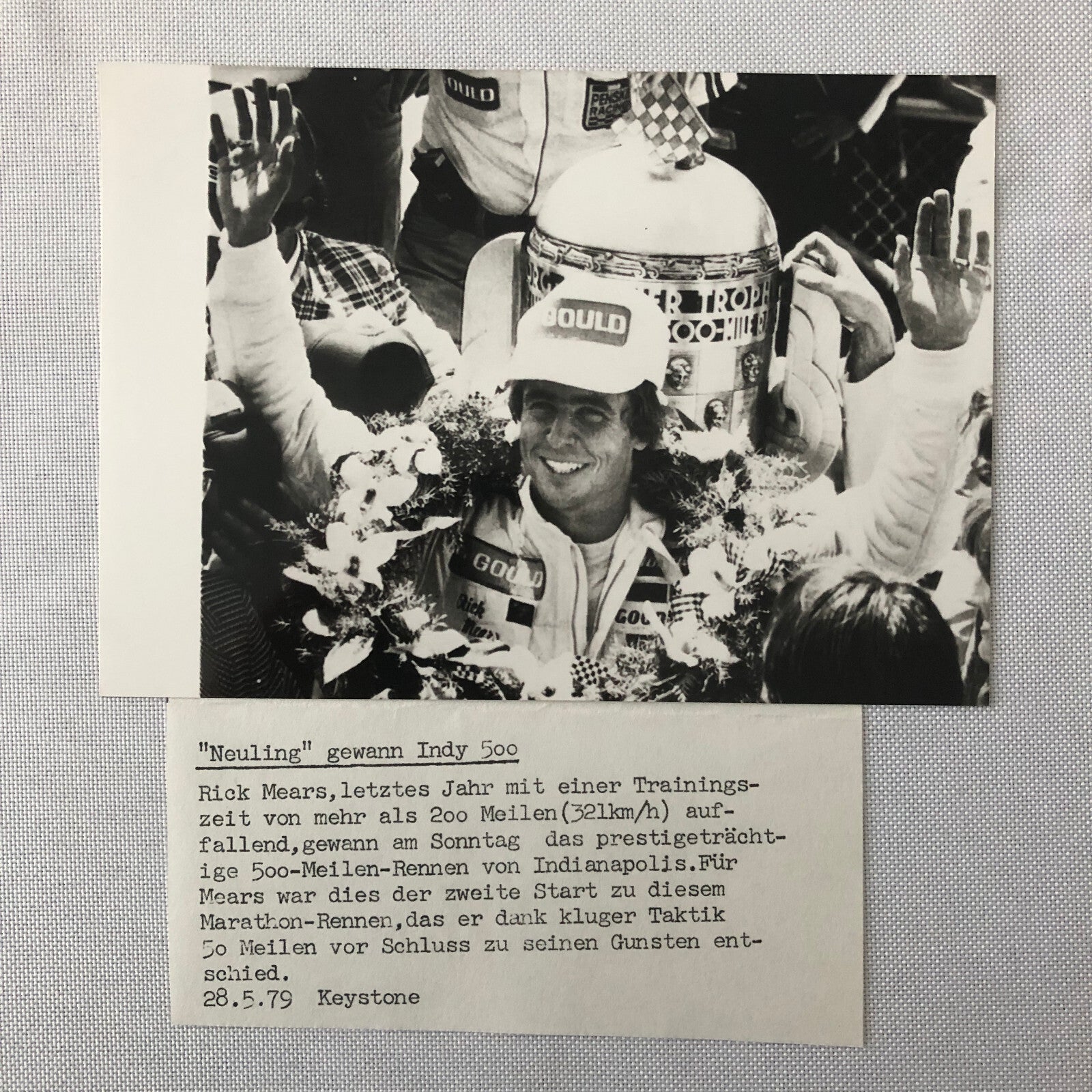 Vintage Indy Indianapolis Racing Photograph Rick Mears 1979 Keystone GERMAN Text