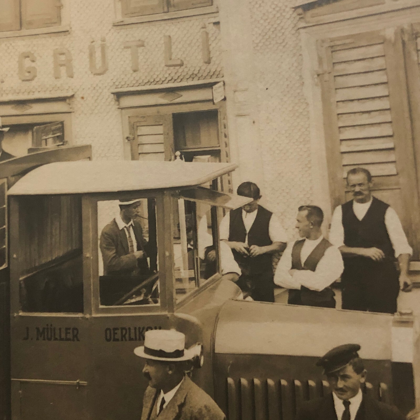 Vintage Photo Photograph Print People in Truck Germany Mogelsberg - Tag AL22SM1