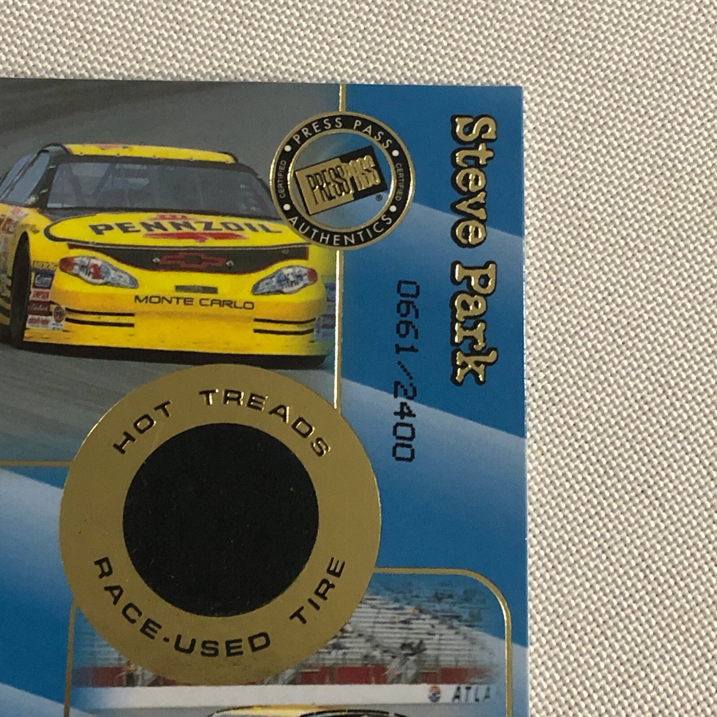 2001 Press Pass Hot Treads Tire Relic Card Steve Park NASCAR