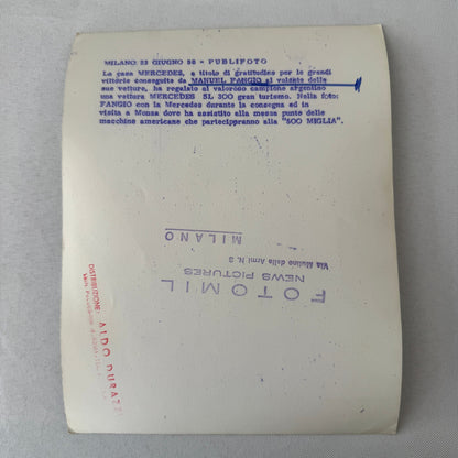 Juan Manuel Fangio Mercedes 300 SL Roadster Italian Press Photo Photograph 1958