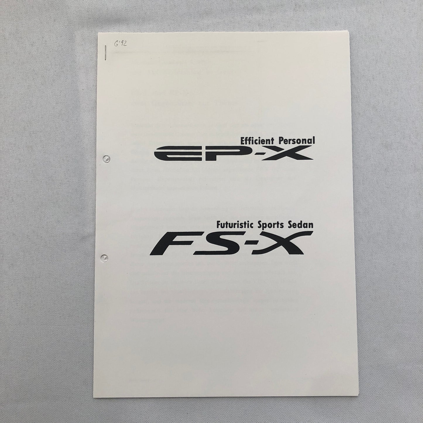 Honda EP-X and FS-X Concept Car Prototype Press Kit GERMAN Text 1992 Photos