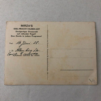 Circus Bird Training Act Postcard Post Card Vintage Mirza's Pracht Tauben Akt