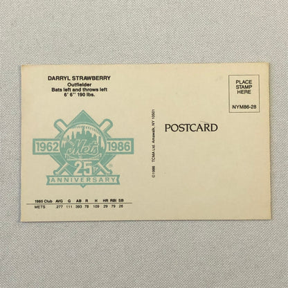 1986 Darryl Strawberry NY Mets New York Mets TCMA Postcard Post Card 
