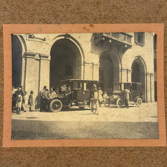 Vintage Photograph Photo People with Early Automobile Car