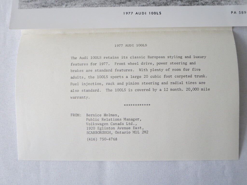 1977 Audi 100LS Car Factory Press Photo Photograph 100 LS