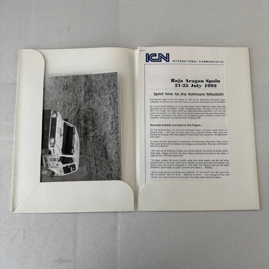 Rothmans Mitsubishi Pajero Rally Rallye Racing Press Kit 1993 Baja Aragon Spain