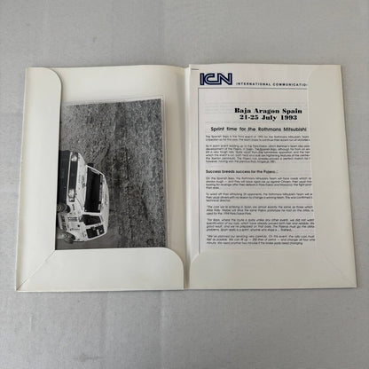 Rothmans Mitsubishi Pajero Rally Rallye Racing Press Kit 1993 Baja Aragon Spain