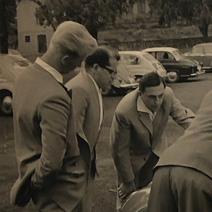 Vintage Photo Photograph Snapshot Men with VW Volkswagen Beetle Bug