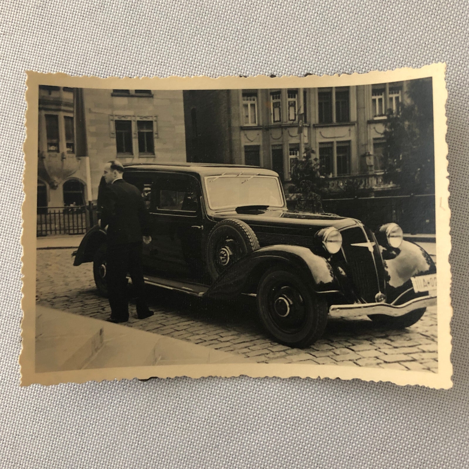 Vintage Photo Photograph Snapshot Man 1935 Alder Diplomat Car Automobile