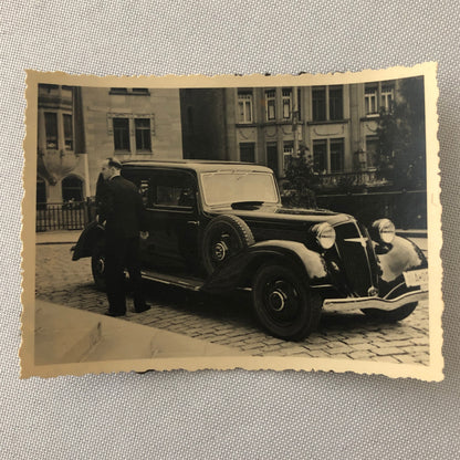 Vintage Photo Photograph Snapshot Man 1935 Alder Diplomat Car Automobile
