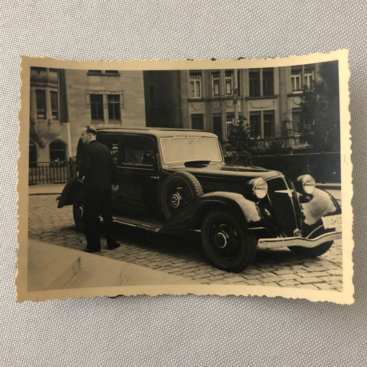 Vintage Photo Photograph Snapshot Man 1935 Alder Diplomat Car Automobile