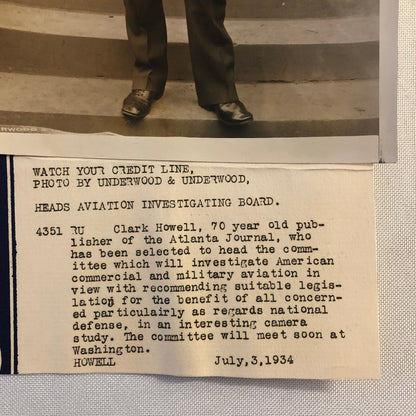 Press Photo Photograph Atlanta Journal Publisher Aviation Legislation Underwood