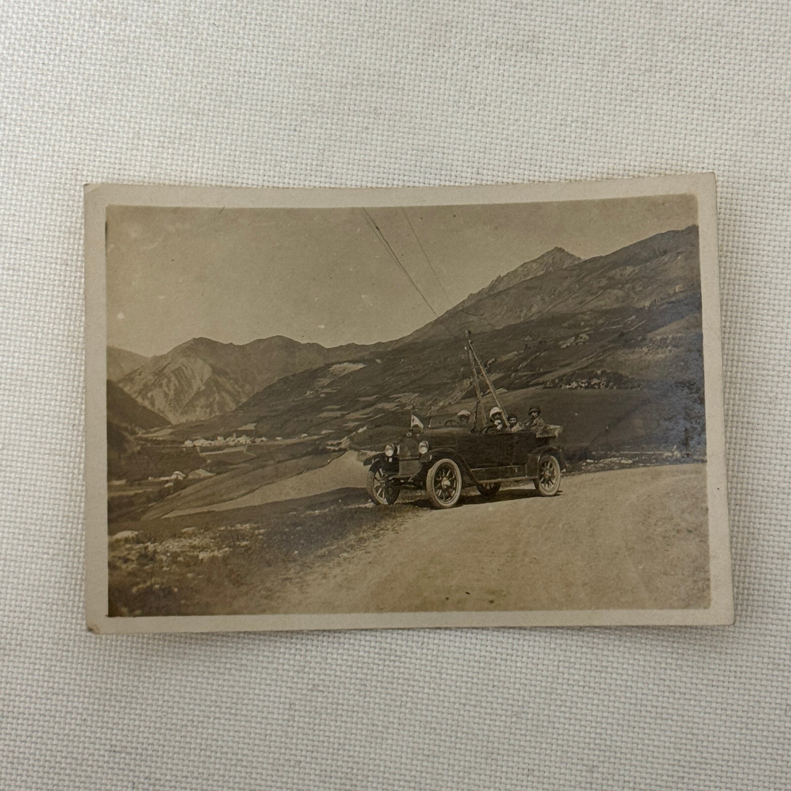 Vintage Photograph People with Antique Car Early Automobile