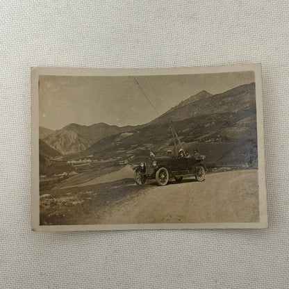 Vintage Photograph People with Antique Car Early Automobile