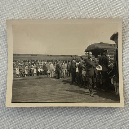 Vintage Photo Photograph Lot 5x Crowd of People around Trains