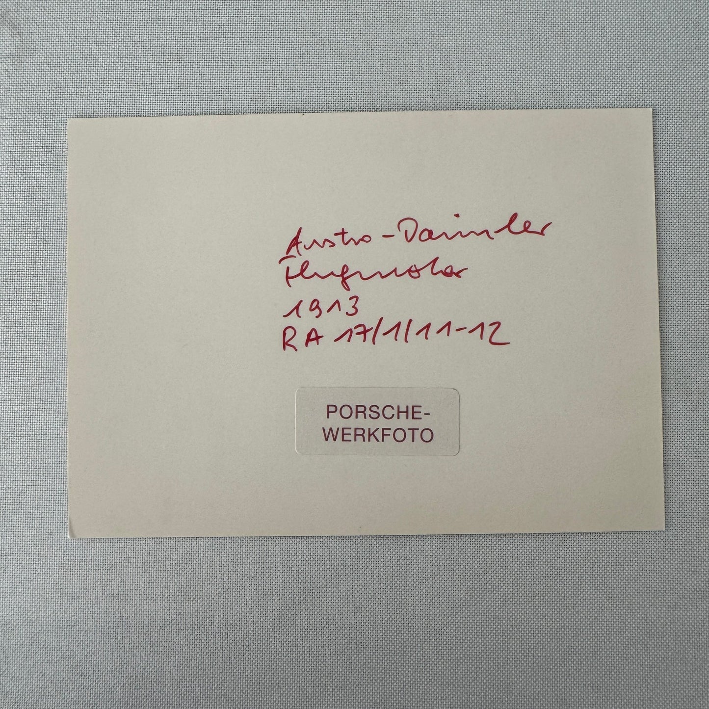 Vintage Austro Daimler Car Engine Photo Photograph Porsche Factory Werkfoto