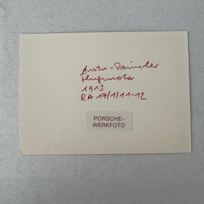 Vintage Austro Daimler Car Engine Photo Photograph Porsche Factory Werkfoto