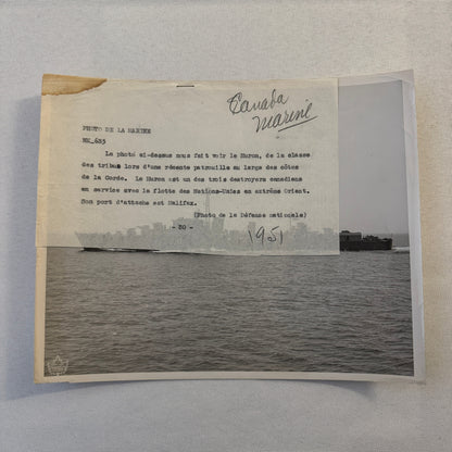 Royal Canadian Navy Huron Destroyer Military Ship Press Photo Photograph 1951