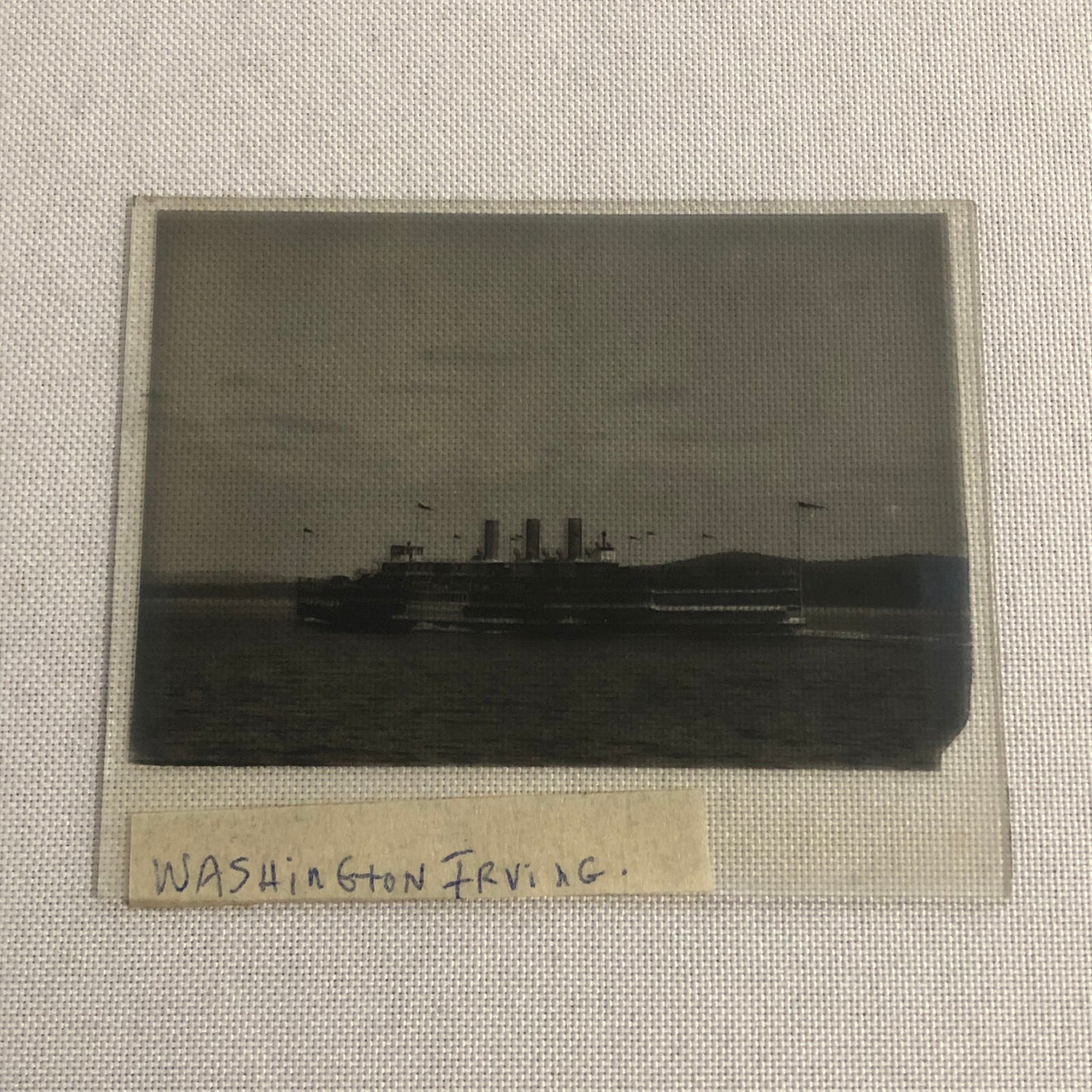 Antique Glass Plate Lantern Slide Photo Boat Ship Washington Irving Steamer