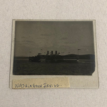 Antique Glass Plate Lantern Slide Photo Boat Ship Washington Irving Steamer