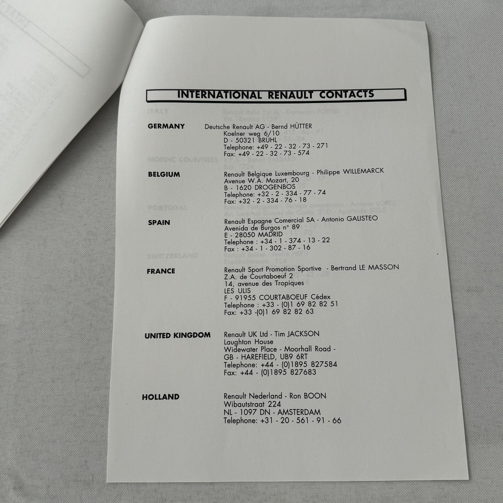 1998 Renault Sport Spider ELF Trophy Racing Press Kit Photos Documents