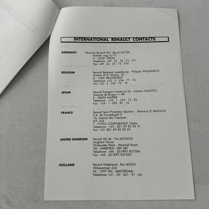 1998 Renault Sport Spider ELF Trophy Racing Press Kit Photos Documents