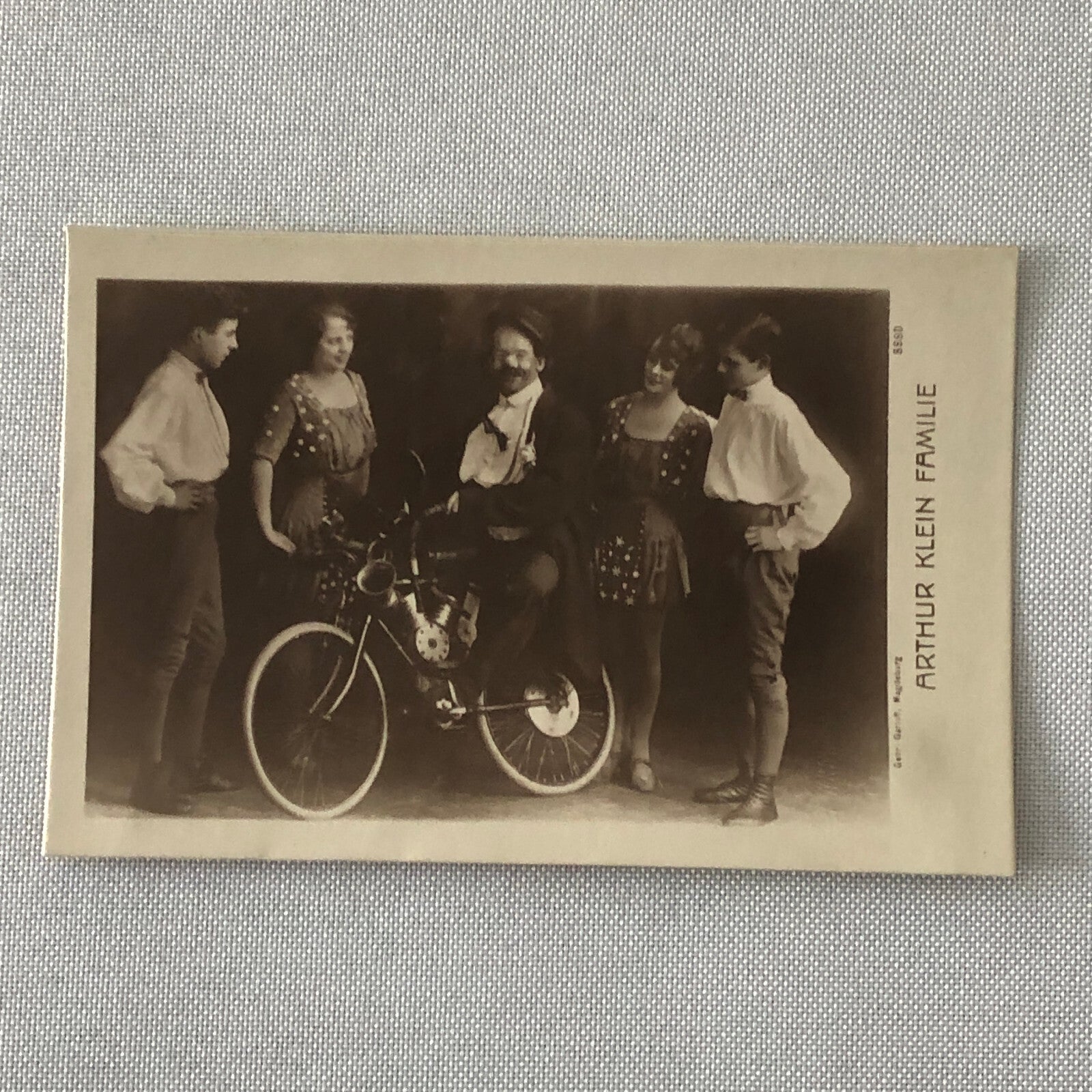 Circus Performer Clown on Bicycle Motorcycle Bike Real Photo Postcard RPPC