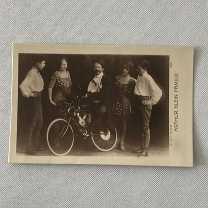 Circus Performer Clown on Bicycle Motorcycle Bike Real Photo Postcard RPPC