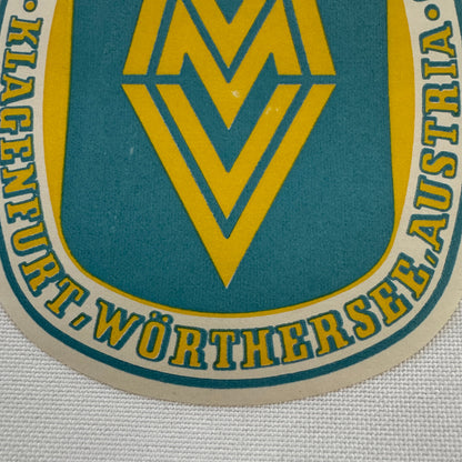 Vintage Travel Luggage Label Hotel Moser Verdino Worthersee Austria Klagenfurt