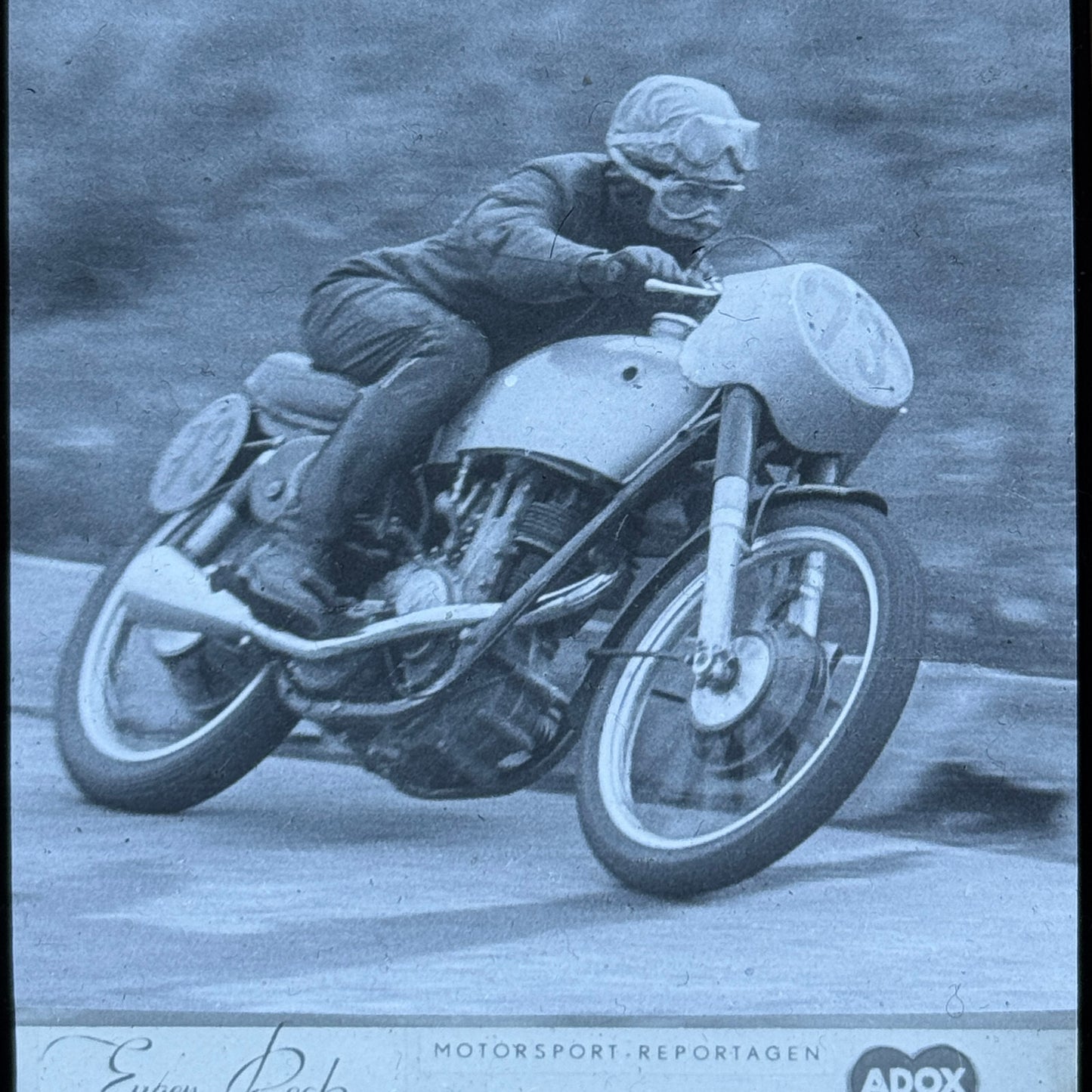 Antique Glass Plate Lantern Slide Motorcycle Racing Hans Baltisberger German Bik