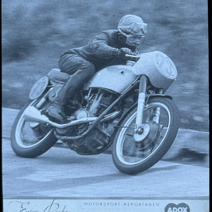 Antique Glass Plate Lantern Slide Motorcycle Racing Hans Baltisberger German Bik