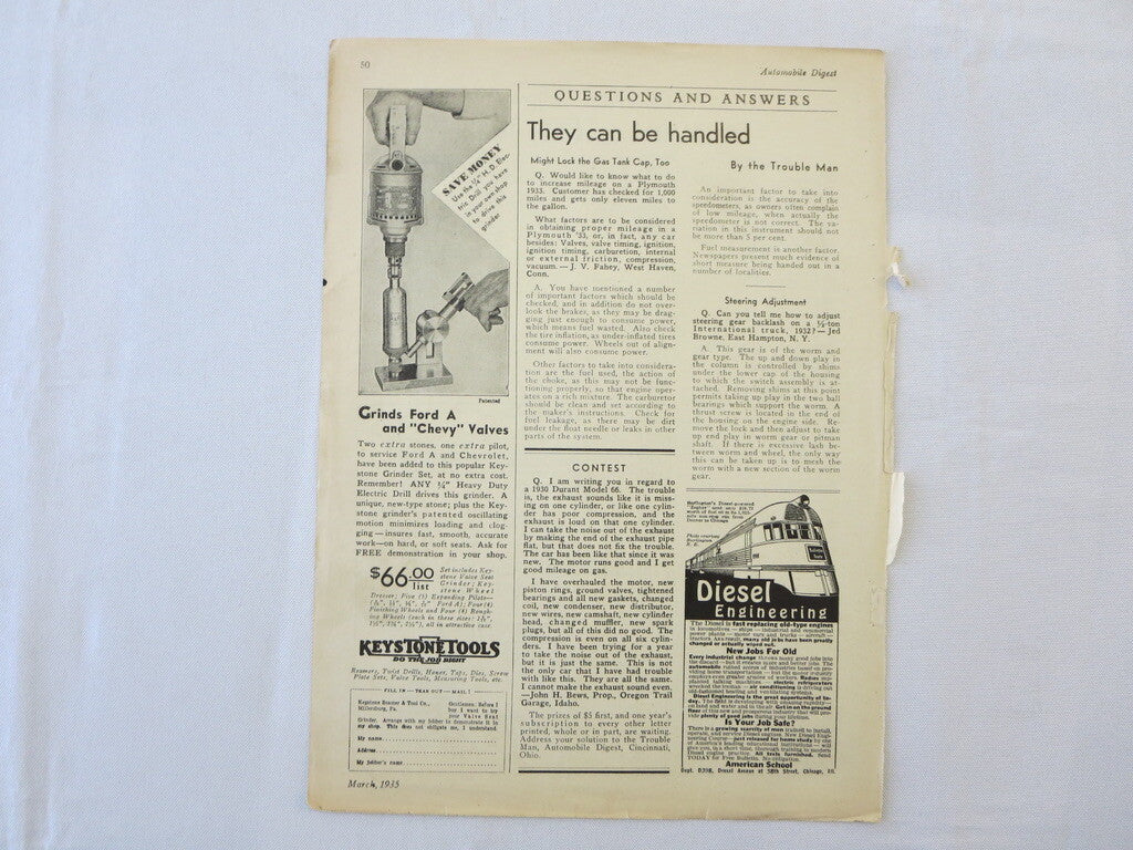 1934 Auburn 6 652 Technical Specification Sheet - Vintage Car 