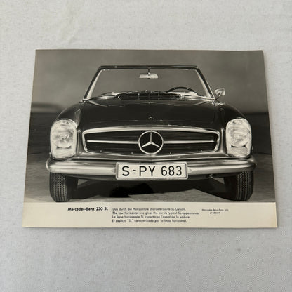 Vintage Mercedes Benz 230 SL Roadster Convertible Factory Press Photo Photograph