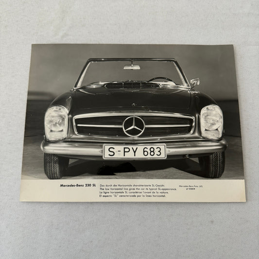 Vintage Mercedes Benz 230 SL Roadster Convertible Factory Press Photo Photograph