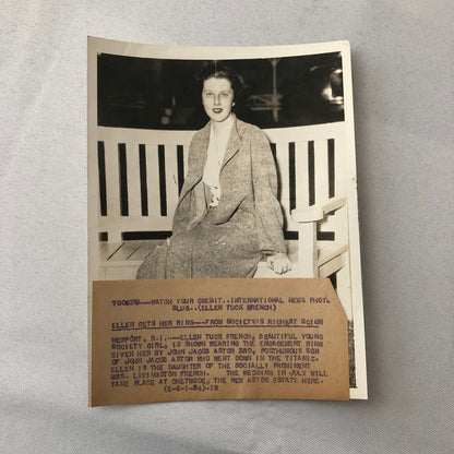 Press Photo Photograph Society Wedding John Jacob Astor 3rd Ellen French 1934
