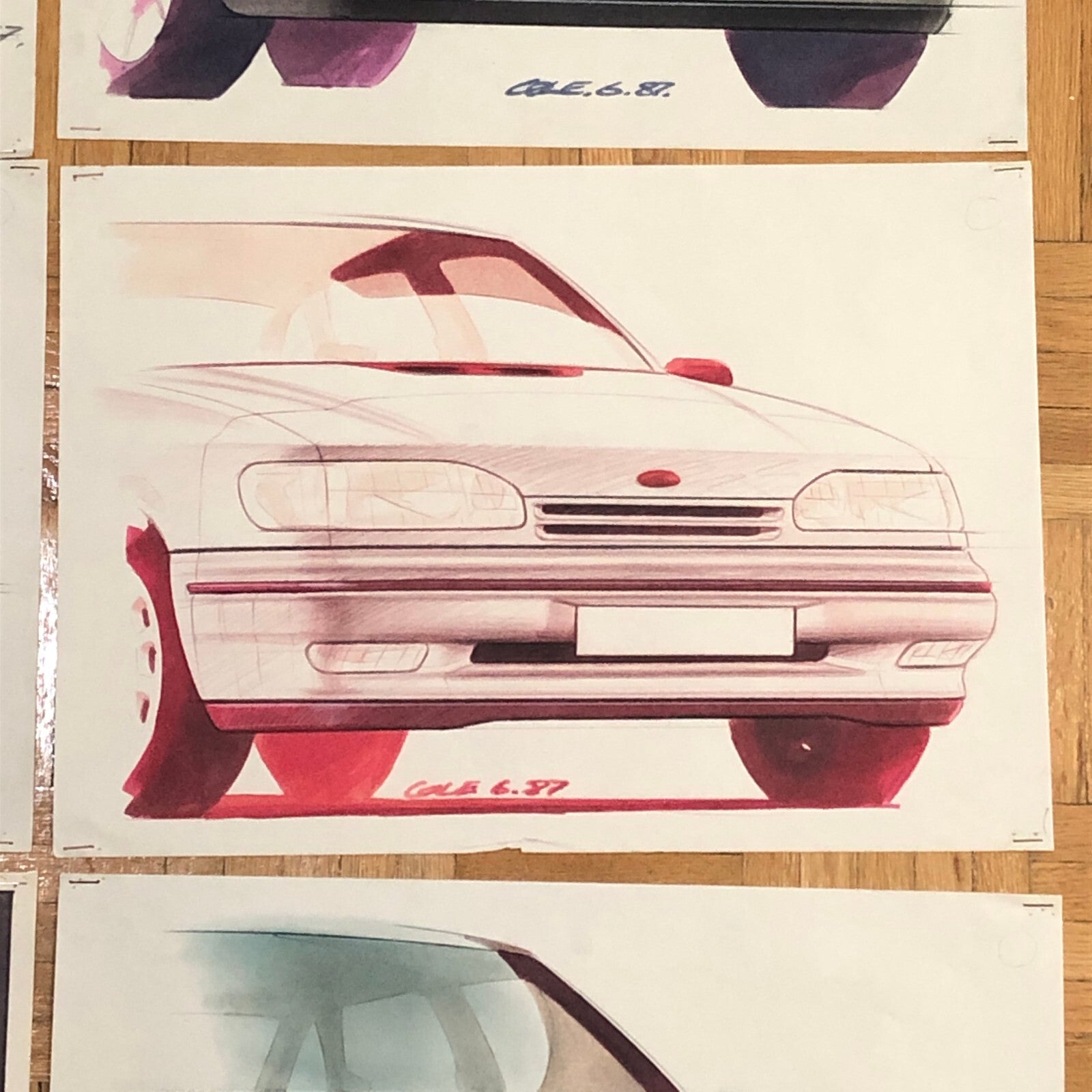 Car Styling Concept Illustration Art Drawing Sketch Lot 7x Ford Scorpio 1987