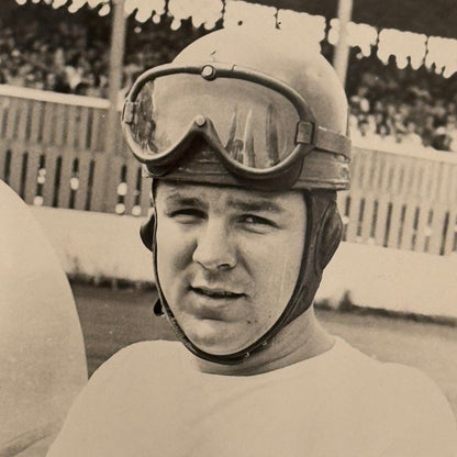 Vintage Racing Photo Photograph Joe Giba Driver in Car Helmet Goggles
