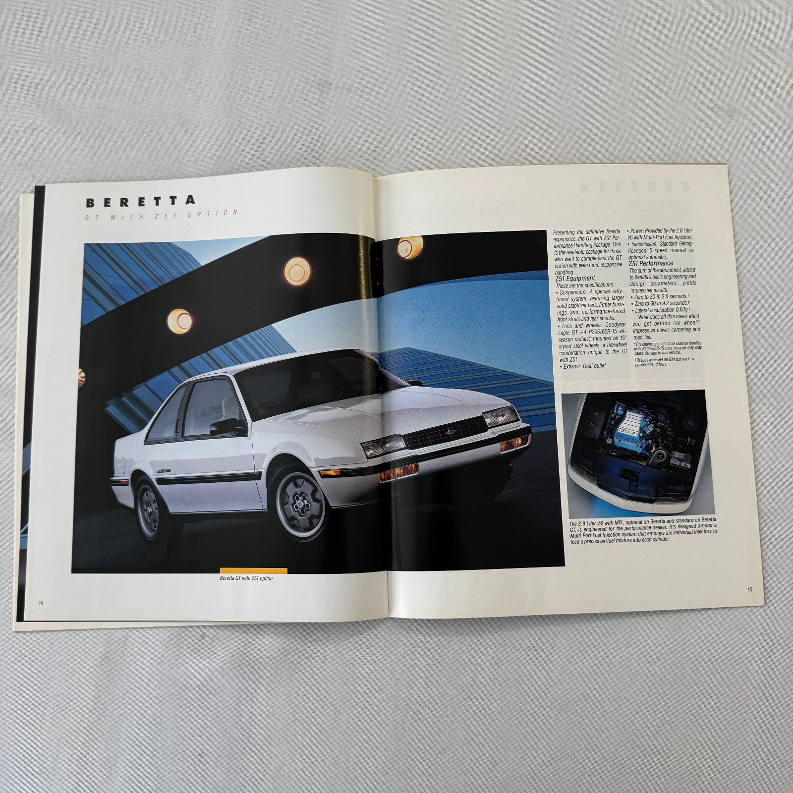 1988 Chevrolet Beretta Car Sales Brochure Catalog Vintage Advertising