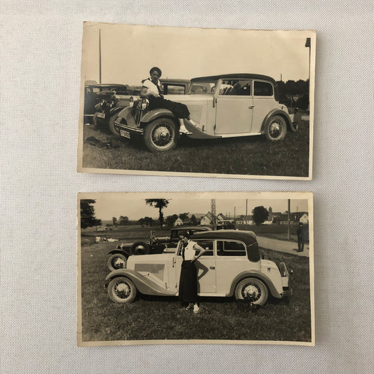 Vintage Photograph Photo Lot Woman With Antique Car Germany 