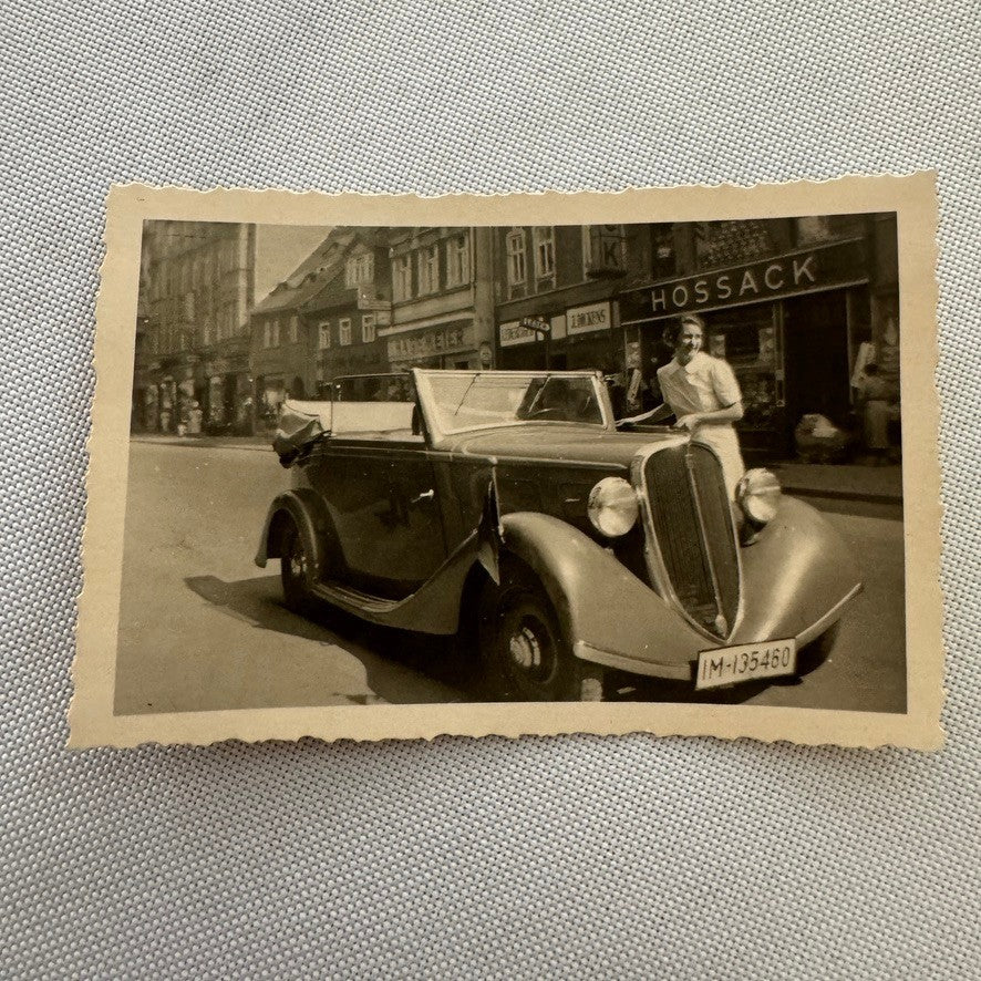 Vintage Snapshot Photo Photograph Lot Woman with Beautiful Car Automobile German